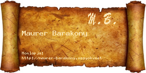 Maurer Barakony névjegykártya